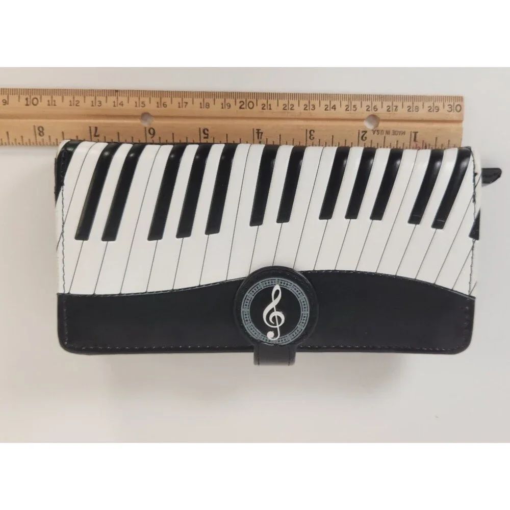 Shag Wear Women's Large Faux Leather Clutch Wallet Piano Keys Music Teacher